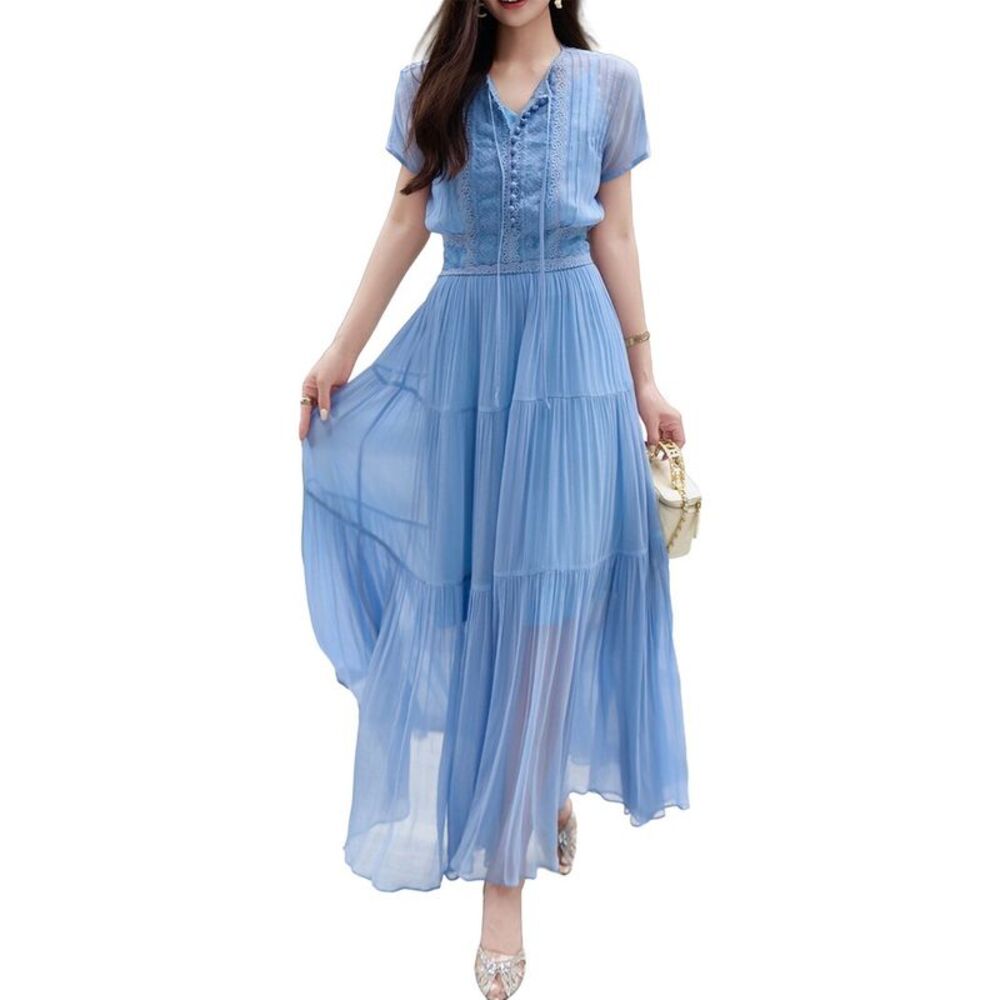 Burryco Womens Short Sleeve Maxi Dress